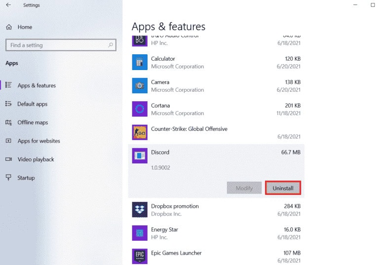 click on the Discord app and select Uninstall