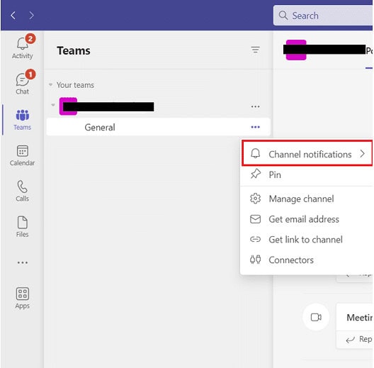 select Channel notifications