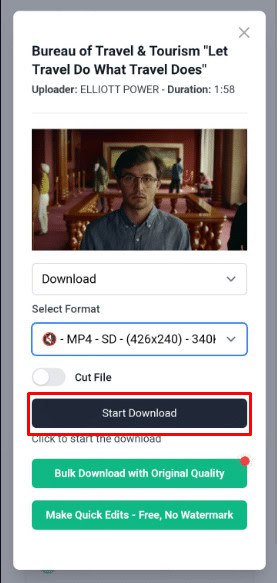 Now, Select the resolution in which you want to download private Vimeo videos for free. 