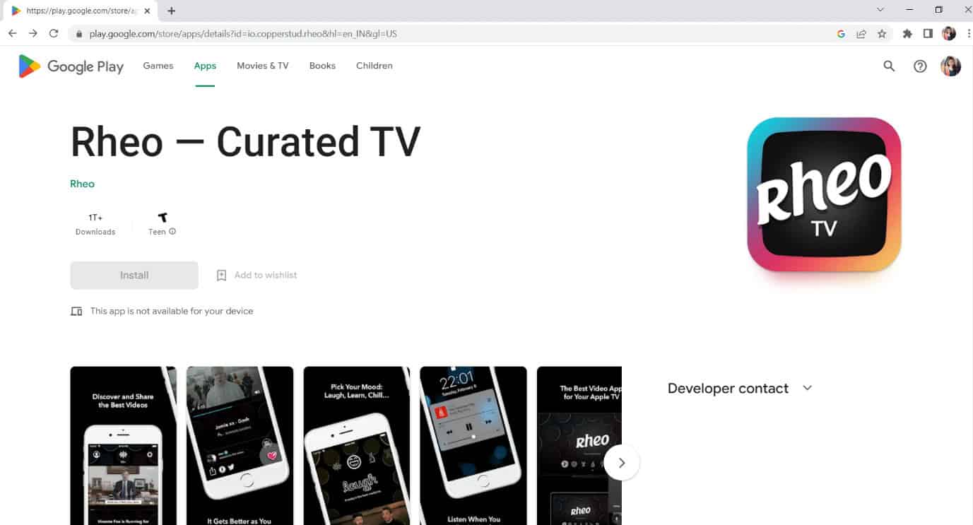 Official Page of Rheo in Google play