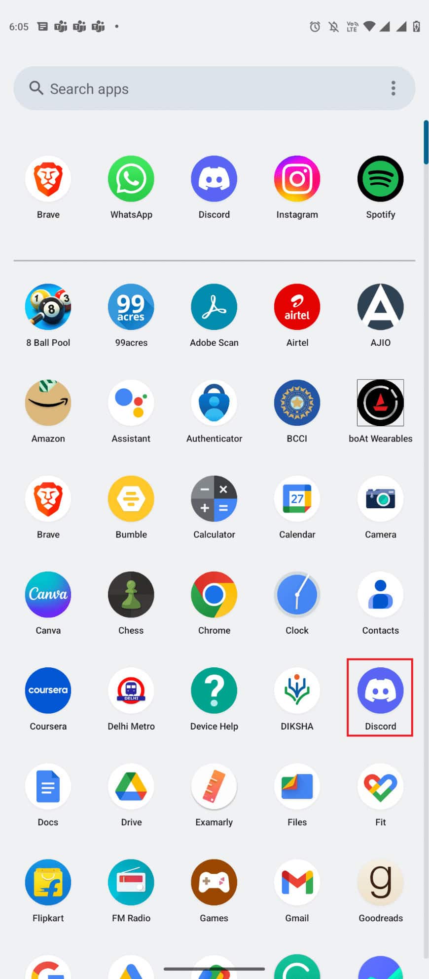 Open the Discord app from the phone menu