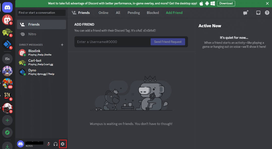 click on the Settings gear icon to open User Settings. Fix Better Discord not working after restart
