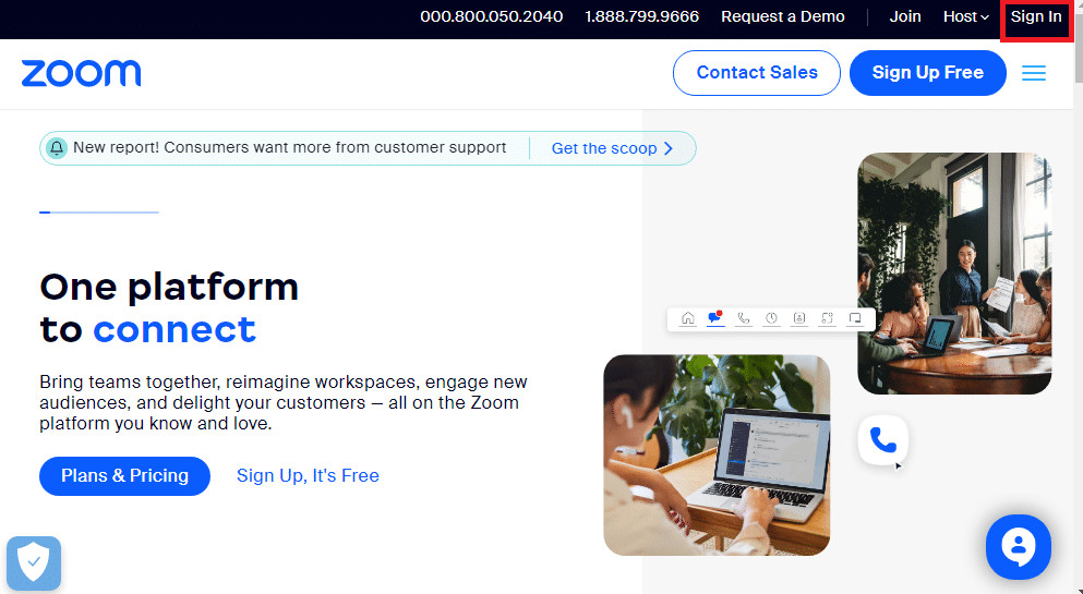 Open the official website of Zoom web login and click on the Sign In option