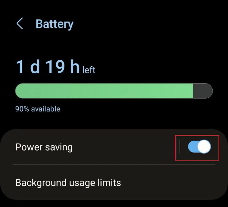 Turn off the toggle for the Power saving option