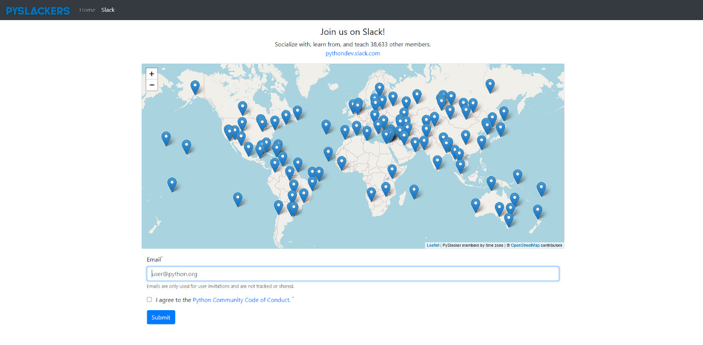 PySlackers Website Homepage