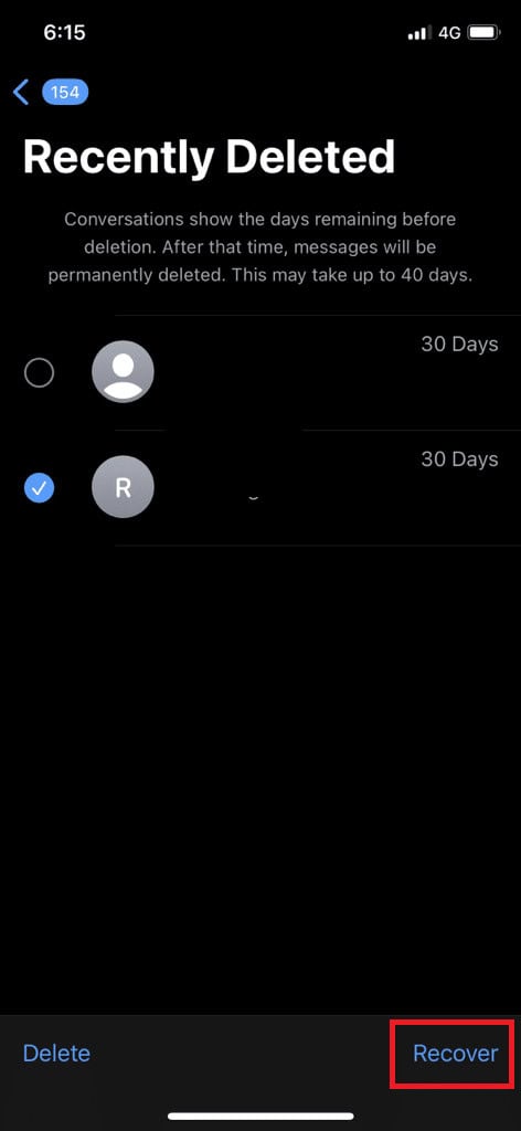 RECOVER OPTION. how to retrieve deleted text messages from another phone
