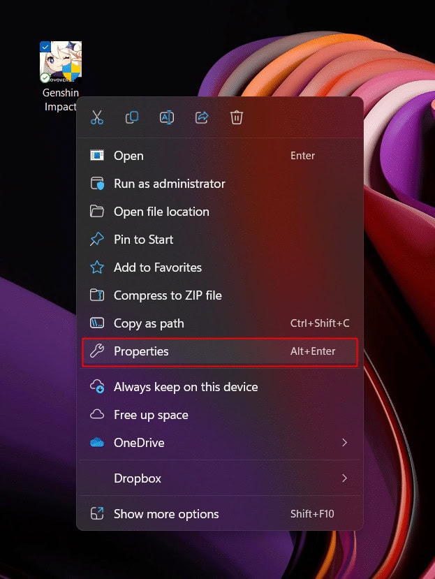 Right click on the launcher on desktop and click on Properties