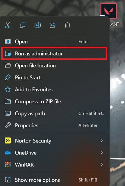 Right-click on Valorant and select Run as Administrator. 
