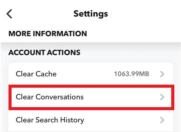 Scroll down and tap on Clear Conversation under Account Actions. | What does Recent Mean on Snapchat