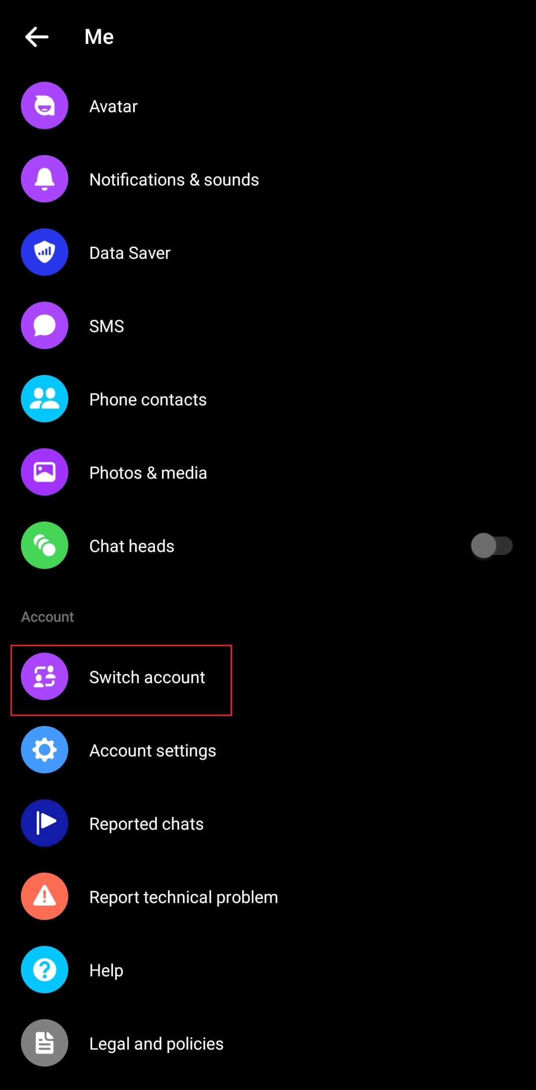 Scroll down to navigate and tap on Switch account. How to Fix Facebook Messenger Switch Account Problem