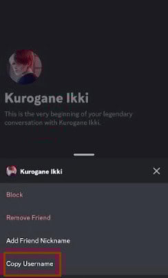  Select Copy Username.