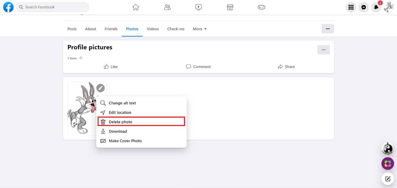 Select Delete photo