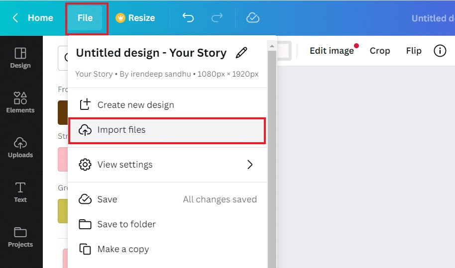 Select Import files