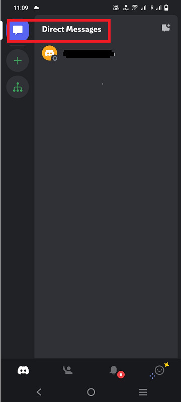 Select the Direct message icon at the top of the left side.