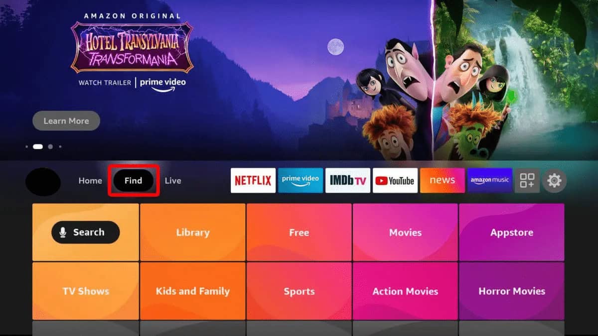 Select the Find option on Fire TV home screen. 10 Quick Ways to Fix Amazon Prime Error Code 1061