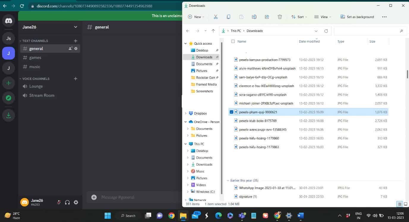 Select the picture you want to share and hold it with the cursor | How to Send Pictures on Discord Server