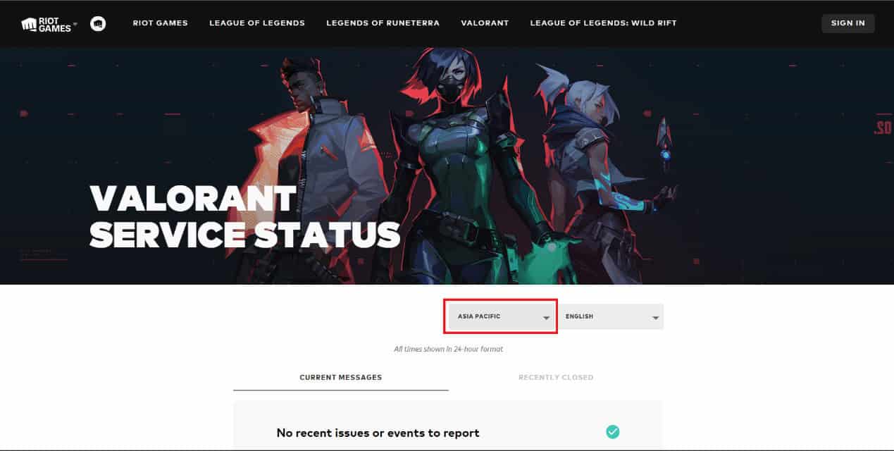 Select the region by clicking on the tab upon which your Riot ID is registered