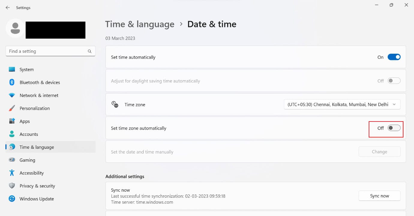 set time zone automatically
