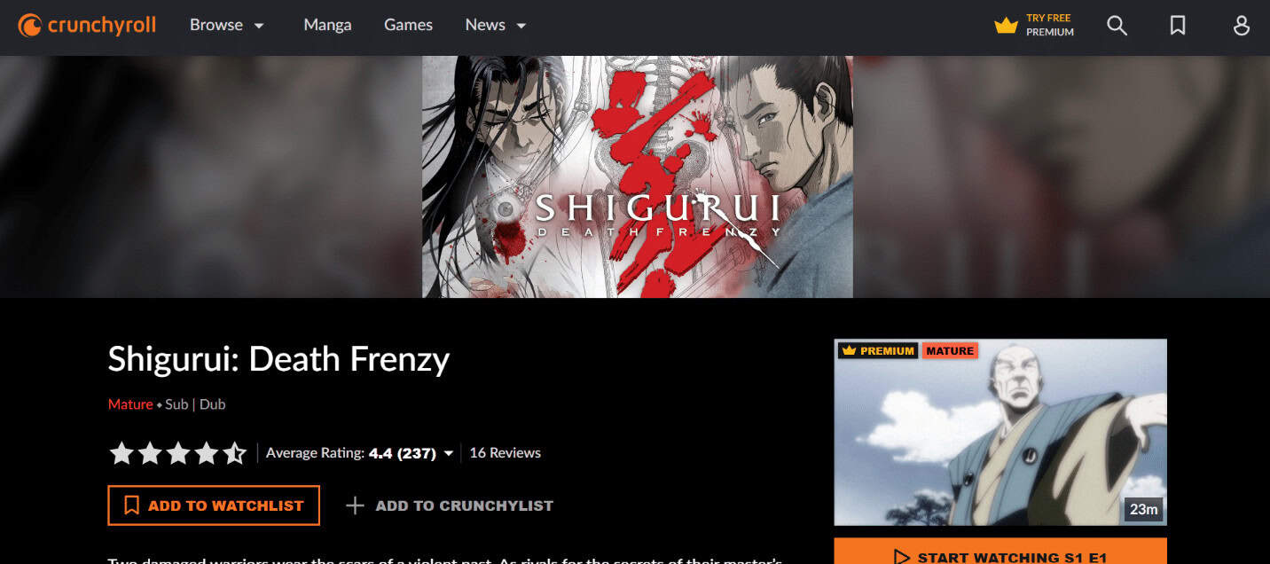 Shigurui Death Frenzy