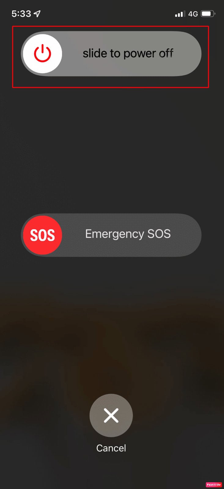 slide to power off button