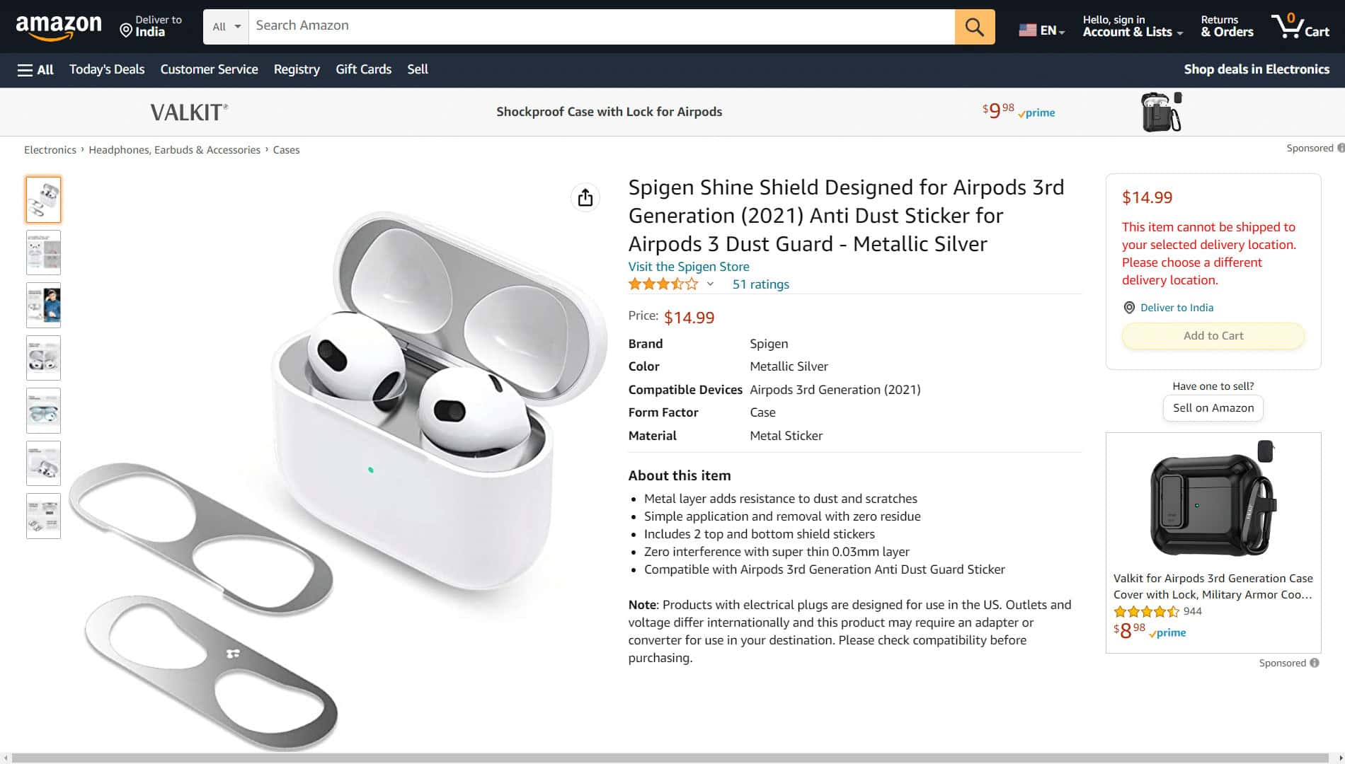 Spigen Shine Shield Anti Dust Sticker for AirPods 3rd Generation