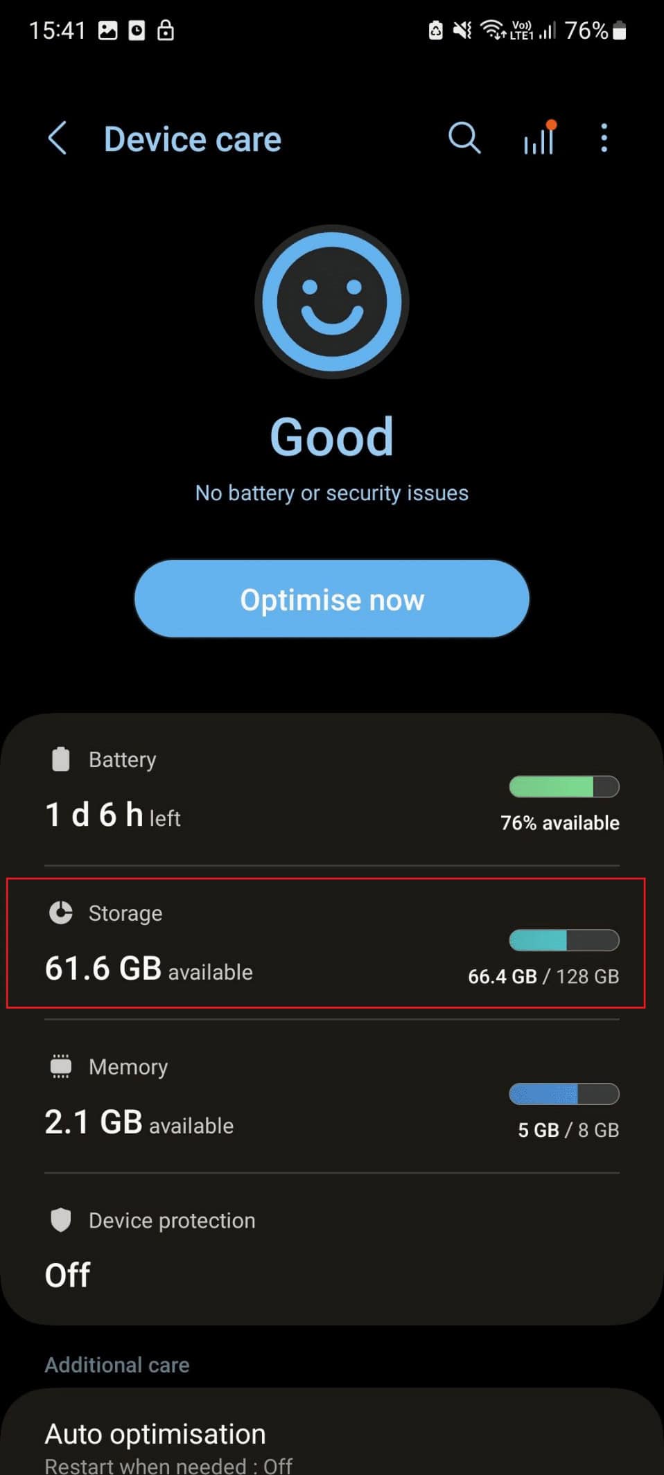 storage under device care