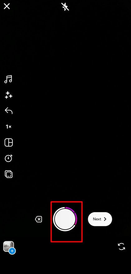 tap on the recording button to record a second clip with the applied effect. | use multiple effects on Instagram