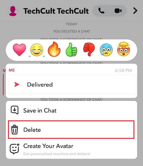 tap on Delete from the menu