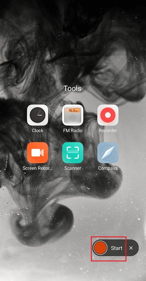 tap on Start to start the recording