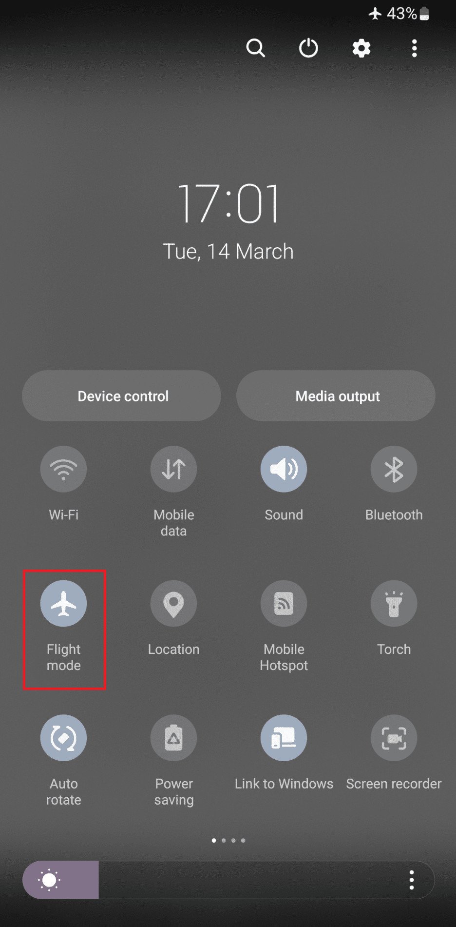 Tap on Airplane mode or Flight mode to enable it