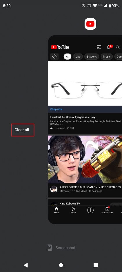 Tap on Clear all. Fix PUBG Mobile Login Problem