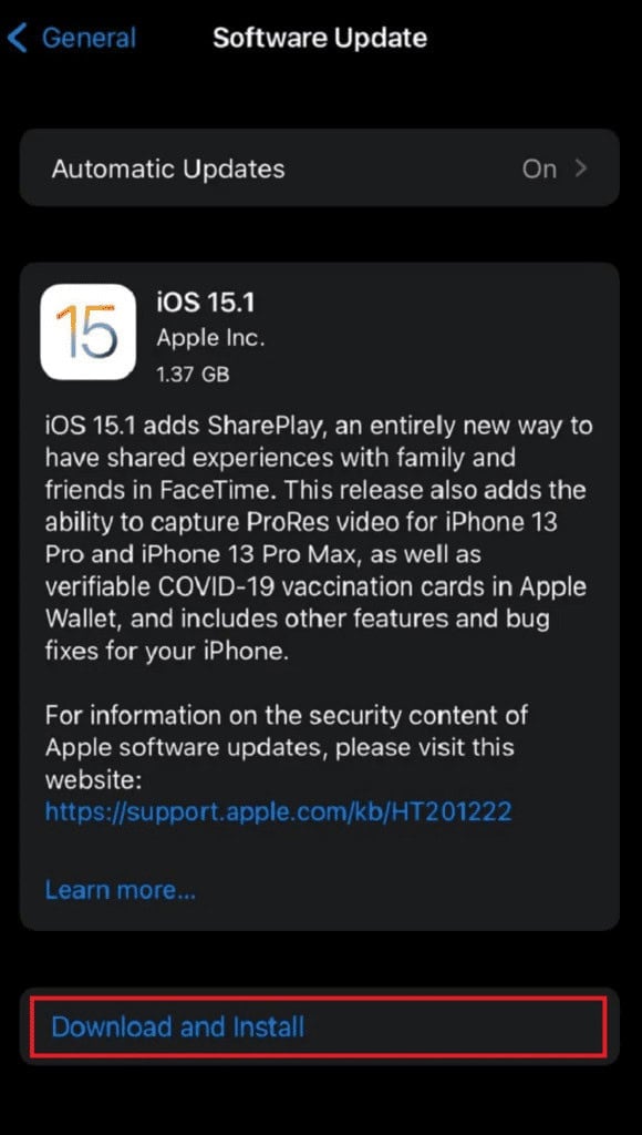 Tap on Download and Install