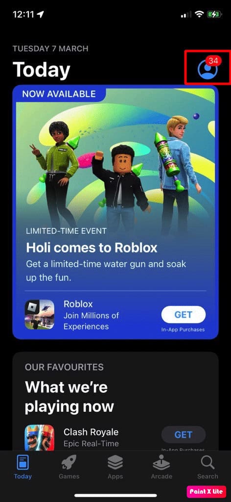 tap on profile icon