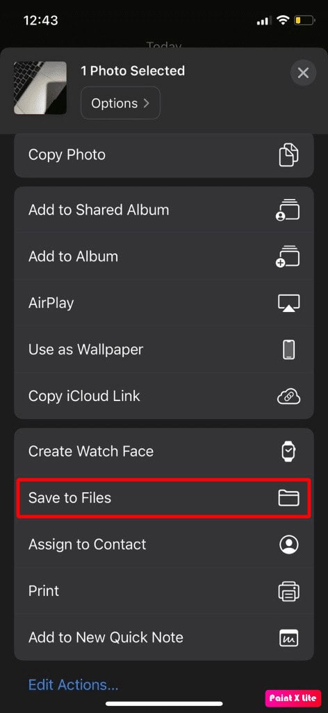 tap on save to files option | can you make stickers on Apple photos
