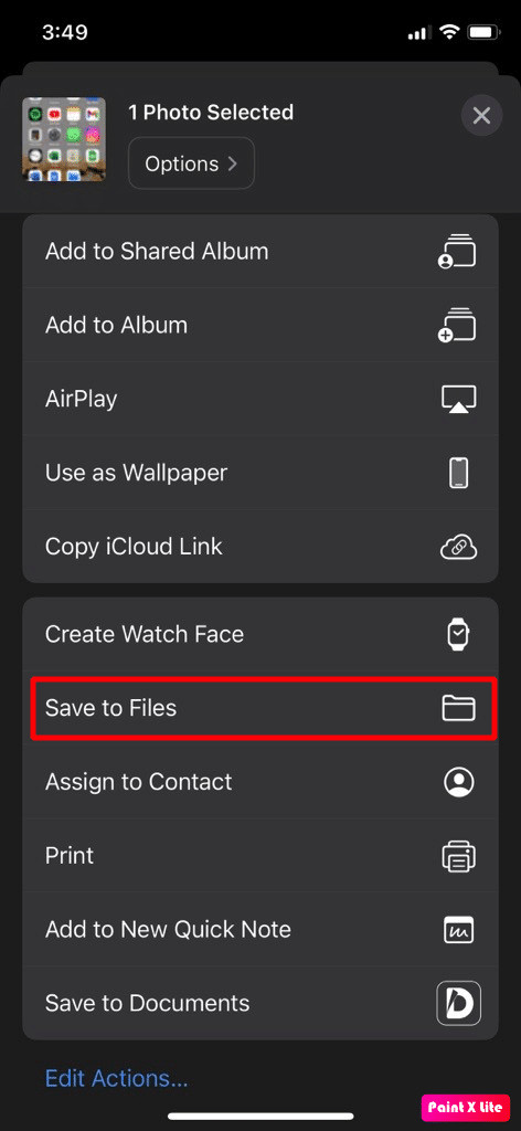 tap on share to files | How to Import Photos from iPhone to Mac