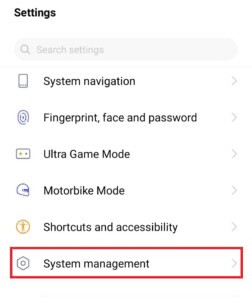 Tap on System management 