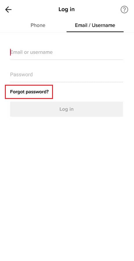tap on the Forgot password option