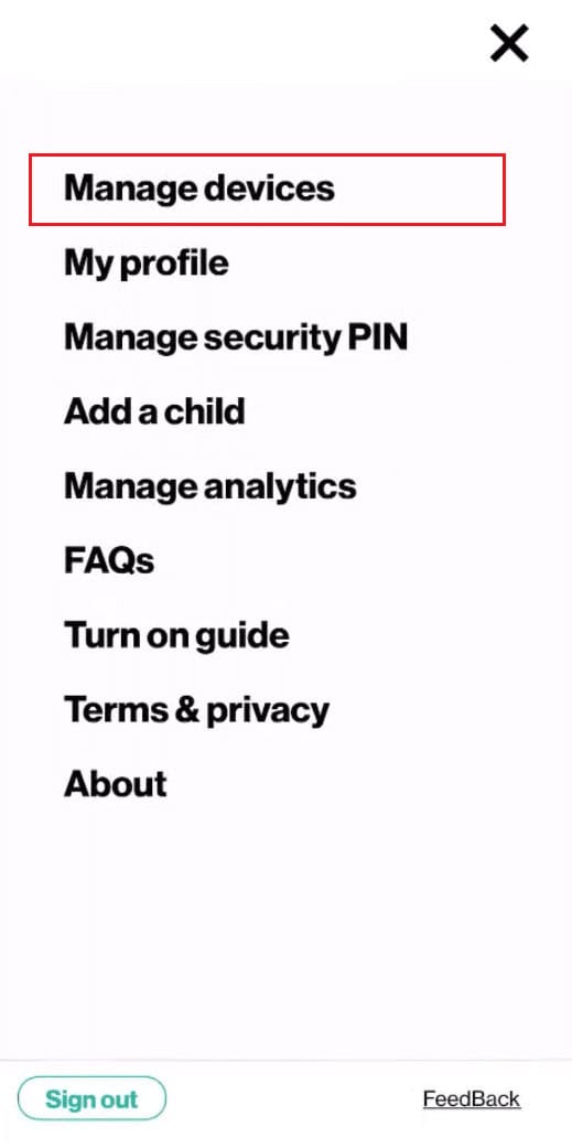 tap on the Manage devices option | no signal in Gizmo Watch