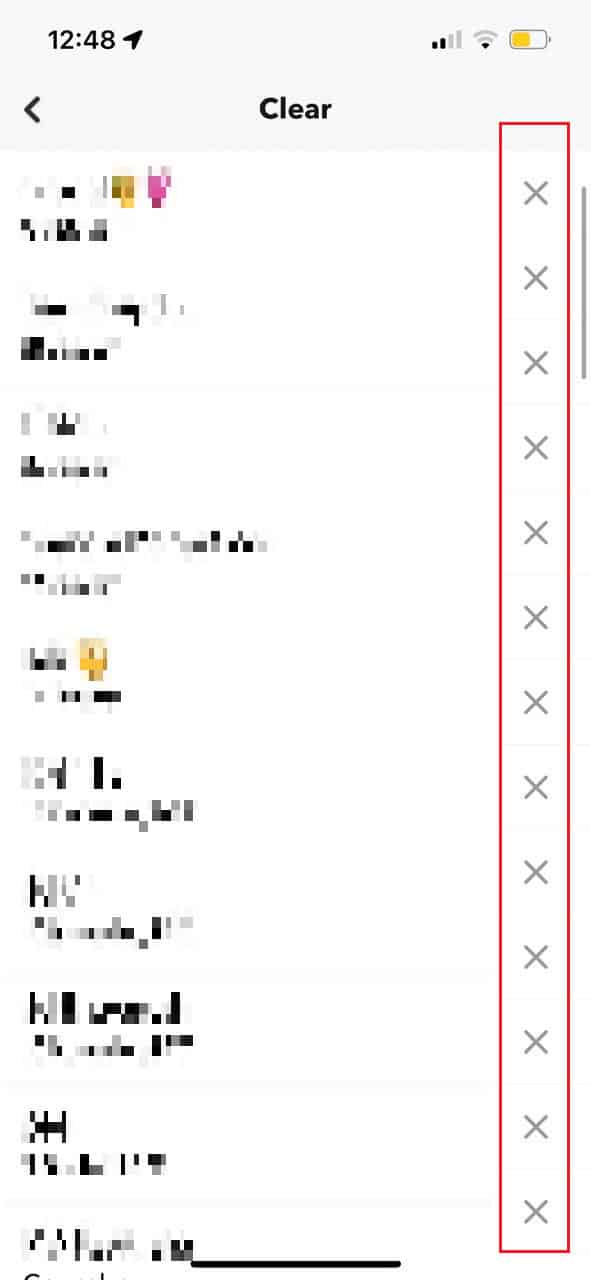 tap on the X icon next to delete the desired recent conversation