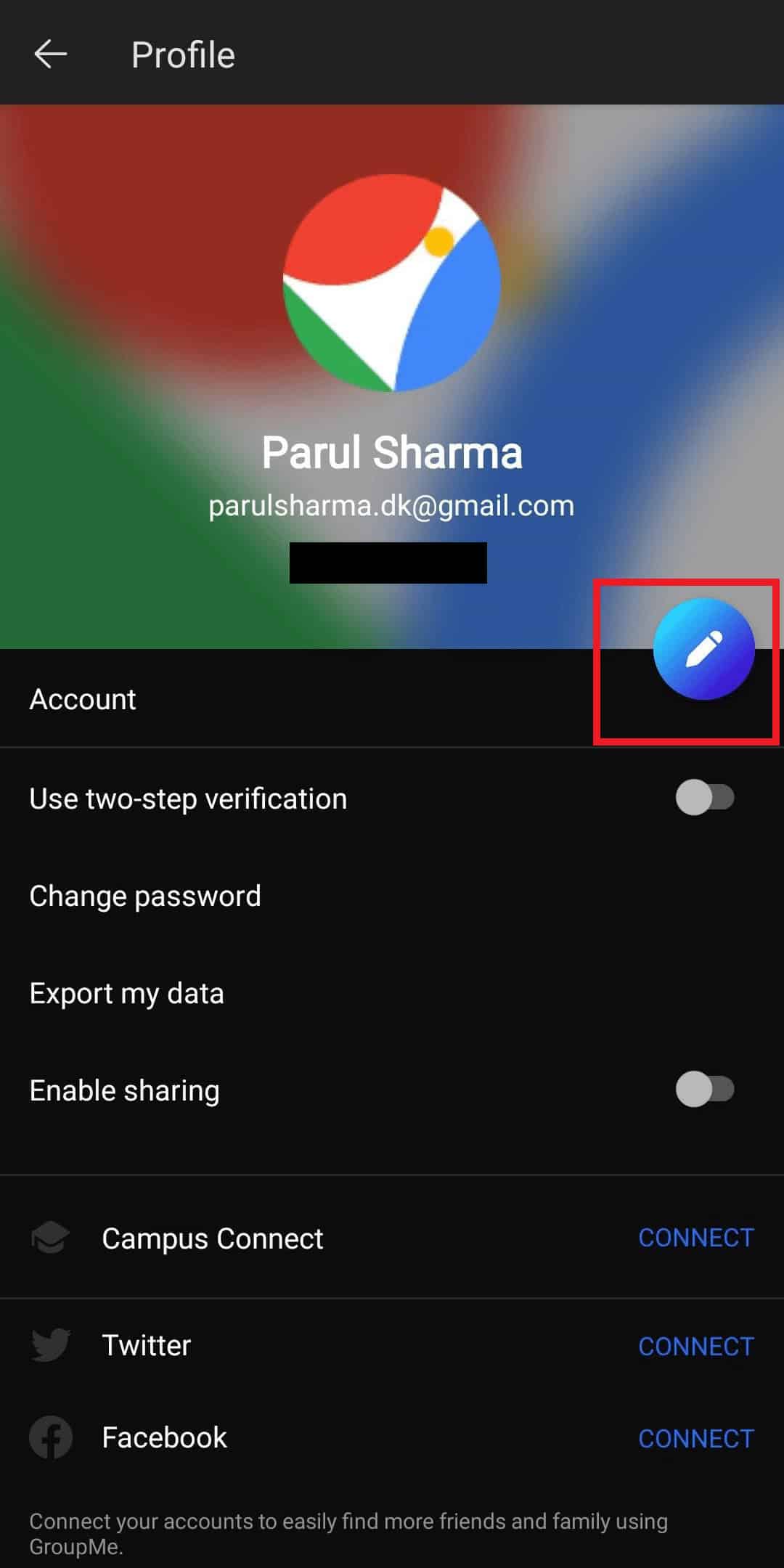 Tap on the edit icon