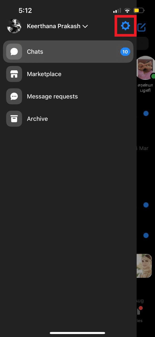 Tap on the Gear icon.