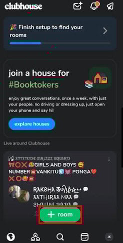 Tap on the green + room button