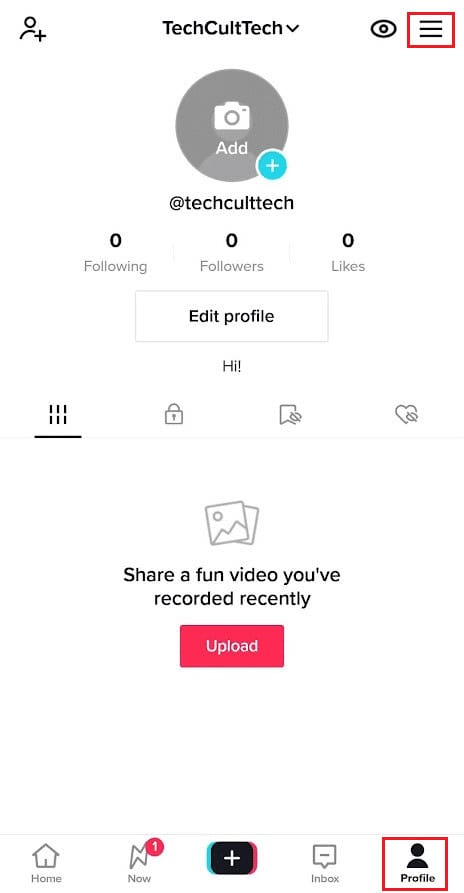 Tap on the hamburger icon
