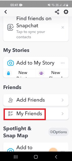tap on the My Friends tab