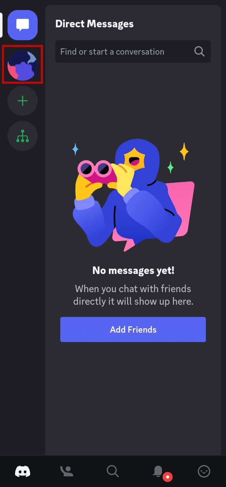 Tap on the profile icon from the left.