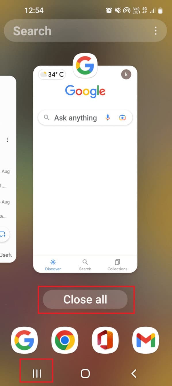 Tap on the recent apps icon