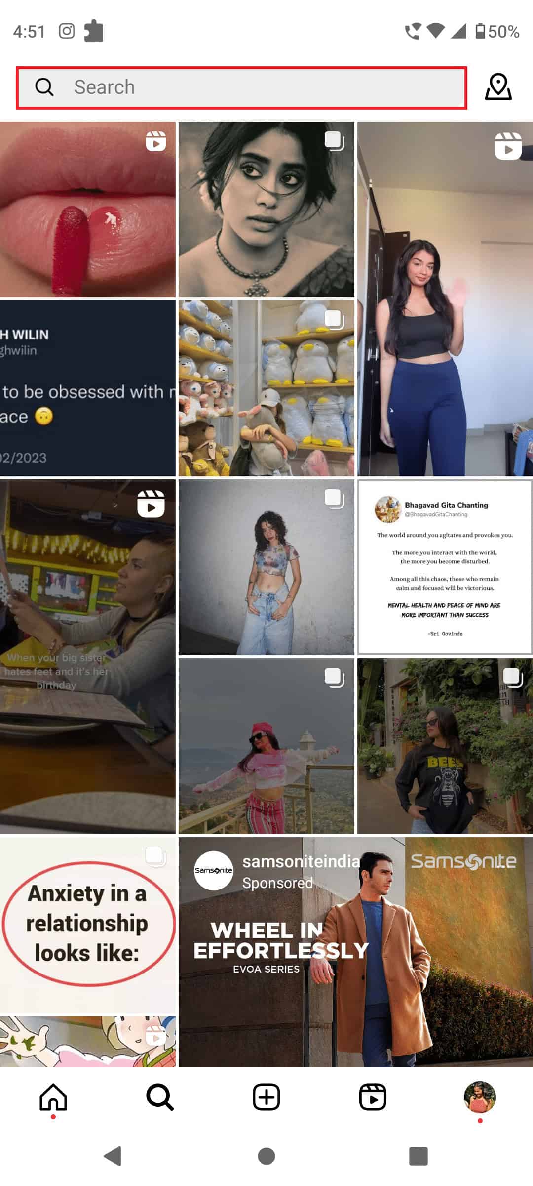 tap on the search bar | How to Delete Your Search Suggestions on Instagram