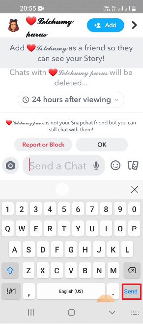 tap on the Send button. How to Send Invisible Text on Snapchat