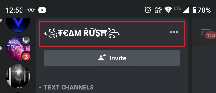 tap on the Server name or logo at the top