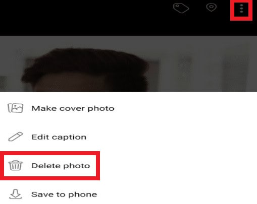 Tap on the three dots and select Delete photo